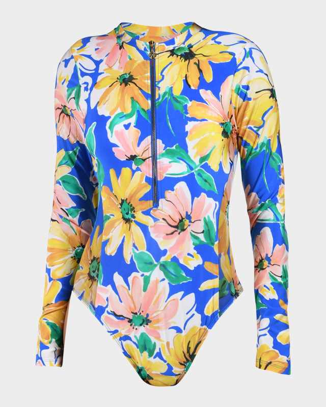 Sunflower Rashguard One-Piece Swimsuit